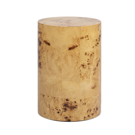 Nebula 22" Accent Pillar Side Table Warm Natural Brown Burl Wood