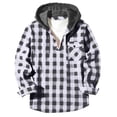 thumbnail image 6 of Button Plaid Shirts for Men,Long Sleeve Hooded Pullover Top with Drawstring and Chest Pocket,Trendy Casual Outfits, 6 of 7
