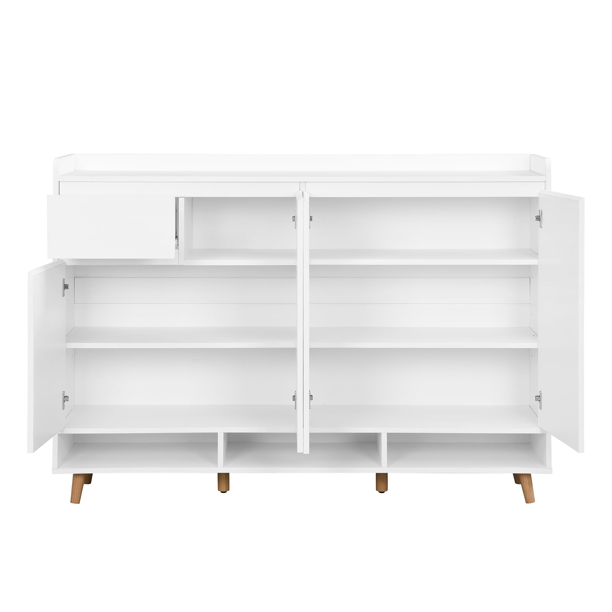 Aukfa Shoe Cabinet, Freestanding Shoes Organizer Cabinet with Adjustable Shelves for Entryway, White