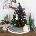 thumbnail image 3 of Northlight 20" Silver Glittered Mini Christmas Tree Skirt with White Fur Trim, 3 of 6
