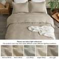 thumbnail image 3 of 100% Cotton Muslin Duvet Cover Set King Size,3 Pcs Soft Breathable & Lightweight Gauze Bedding Set with 2 Pillowcases,Textured Home Decor with Button, 104"×90" Natural/Oat Milk,No Insert, 3 of 7