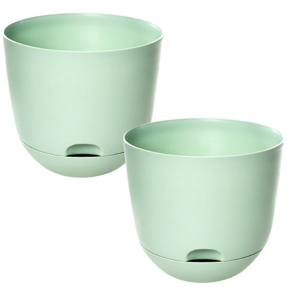 2 Pcs Self Watering Flower Pot Outdoor Indoor Plant Pots Light Green