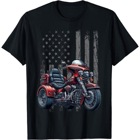 Sam Soft 3 Wheels Motorcycle Trike Patriotic American Flag Trike T-Shirt, Unisex Tees All Size S-5XL