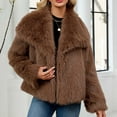 thumbnail image 4 of jtjvou Womens Ladies Warm Faux Furry Fashion Coat Jacket Winter Solid Color Turn Down Collar Outerwear CoatYellow XXL, 4 of 9