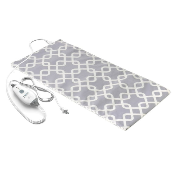 Pure Enrichment PurePureRelief Express Designer Series Electric Heating Pad - 12” x 24” Fast-Heating with 4 Heat Settings, Machine-Washable Fabric, & 2-Hour Auto Safety Shut-Off - Gray Trellis