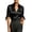 Black, variant on Womens Satin Blouse Short Sleeve Sheer Striped Tie Cuffs Smooth Anti Wrinkle Formal Office Business Interview Top Red,S