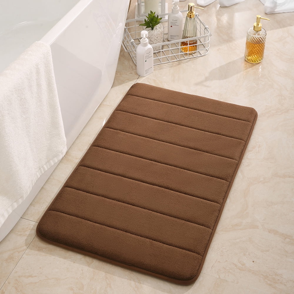 Soft Memory Foam Bathroom Rugs Absorbent Non-Slip PVC Backing 20" x 32" Brown Bath Mats Machine Washable