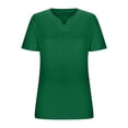 thumbnail image 4 of Tittly T Shirts for Women Spring Tops for Women Women's Loose Plus Size V Neck Solid Color Short Sleeved T Shirt Top Tshirts Shirts Basic Tees Green L, 4 of 5