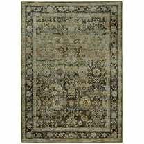 5'x8' Green and Brown Floral Area Rug