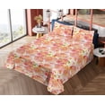 thumbnail image 4 of Ambesonne Floral Fitted & Flat Sheet with Shams 4 Pcs Set, Watercolor Peonies Vintage, Full, Salmon and Fern Green, 4 of 5