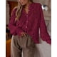 thumbnail image 3 of Blusa para Mujer PRETTYGARDEN de Encaje Manga Larga con Botones Vino Tinto Talla S, 3 of 9