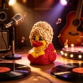 thumbnail image 5 of Glam Country Star Rubber Duck, Collectible Bath Duck with Big Blonde Wig & Red Dress, Novelty Desktop Ornament, Fun Gift for Dolly Fans, 5 of 6