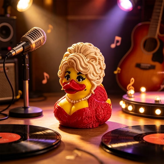 Novelty Singer Themed Collectible Duck Figurine, Hand‑Painted Resin Celebrity Rubber Duck Statue, Fun Desk Shelf Ornament, Unique Culture Gift for Music Fans