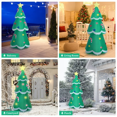 Easoger 7ft Inflatables Christmas Tree, Outdoor LED Lights Fun Blow Up Xmas Decor Suitable for Yard,Garden,Lawn,With Candy Canes And Gift Box