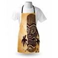thumbnail image 4 of Tribal Apron, Totem Traditional Tiki on Polka Dots Backdrop with Palm Trees, Unisex Kitchen Bib with Adjustable Neck for Cooking Gardening, Adult Size, Burgundy and Sand Brown, by Ambesonne, 4 of 4