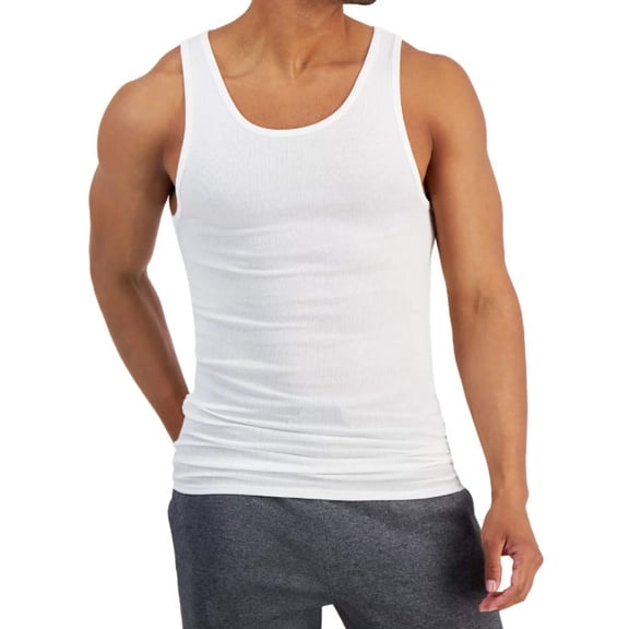 ALFANI Men's 4-Pack Regular-Fit Solid Bright White Tanks - SIZE XL