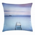 thumbnail image 1 of Landscape Throw Pillow Cushion Cover, Wooden Jetty on Bolsena Lake Italy Long Exposure Photo European Nature View, Decorative Square Accent Pillow Case, 18 X 18 Inches, Baby Blue Lilac, by Ambesonne, 1 of 2