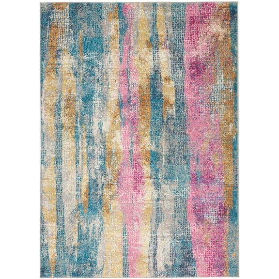 7â€™ x 10â€™ Gray Colorful Abstract Stripes Area Rug