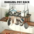 thumbnail image 2 of Hanging Pot Rack 31Inch Pot Hanger For Kitchen Ceiling Mounted Pot Rack With 12 Detachable S Hooks Sturdy Metal Cookware Organizer For Pot Pan Storage SpaceSaving Black, 2 of 7