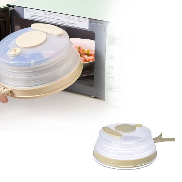 SIfdSeng Microwave Splatter Cover Foldable Steam Vent Lid with Handle Tray Use Food Protector for Reheating