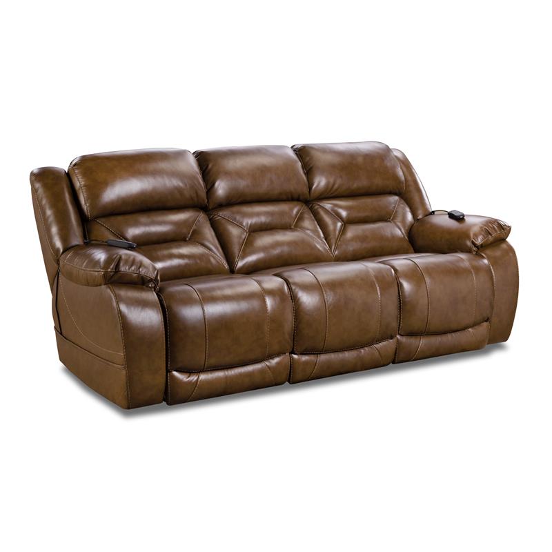 Harden Triple Power Sofa Recliner in Saddle Brown Leather ...