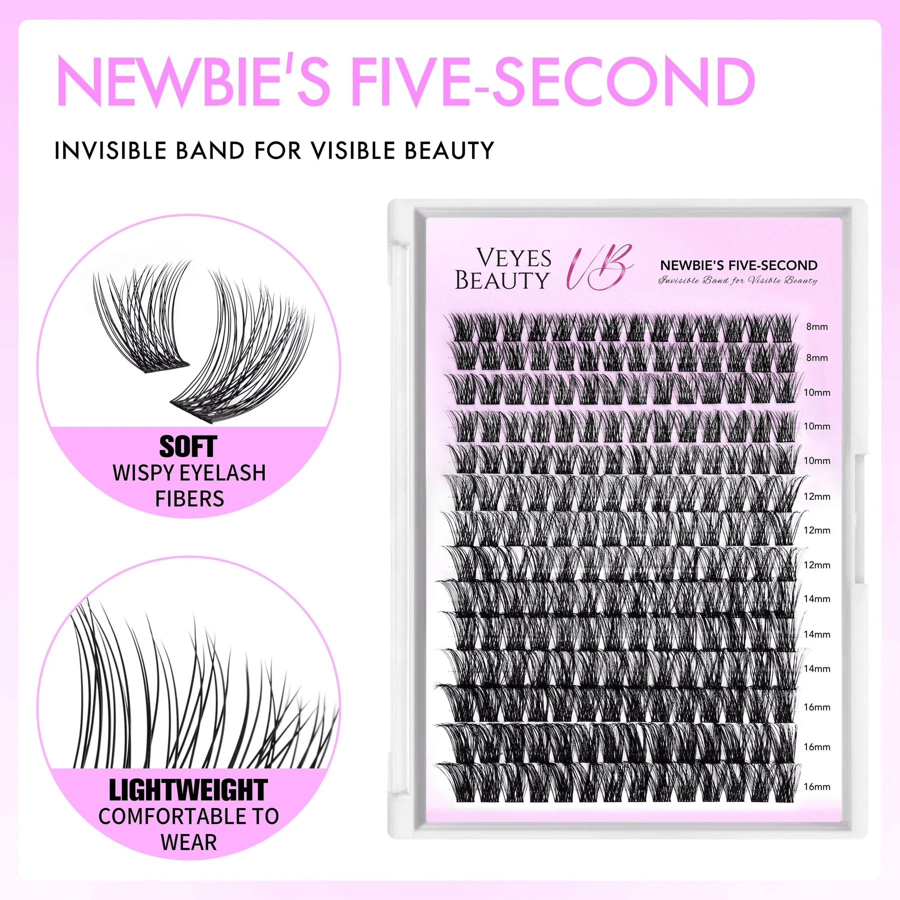 Veyesbeauty DIY BOLDeye Cluster Lashes Extension Individual Lash Soft Natural Eyelashes Makeup Lash Extension Beginners