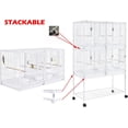 thumbnail image 3 of Combo Breeding Stacker Center Divided Breeder Bird Flight Double Rolling Cage with Side Breeding Nest Door (White, Double Stack), 3 of 16