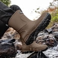 thumbnail image 2 of Mens Waterproof Mid Calf Fishing & Tide Pool Rain Wellies Slip Resistant Thick Rugged Sole Rubber Booties, Durable Footwear for Beach Wading, Farming, Outdoor Rainy Activities Brown E, 2 of 6