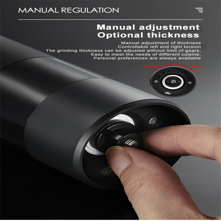 Electric Salt and Pepper Grinder Set Rechargeable Automatic Black