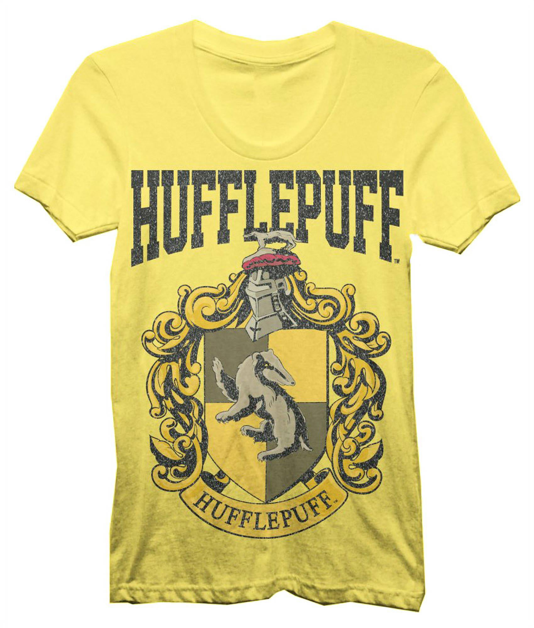Harry Potter Hufflepuff Crest Junior V Neck Charcoal