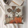 thumbnail image 3 of YINGXI Fall Pumpkin Autumn Cross Throw Pillow Case Decorative Farmhouse Thanksgiving for Home Couch Car Office Supplies 12x12in, 3 of 5