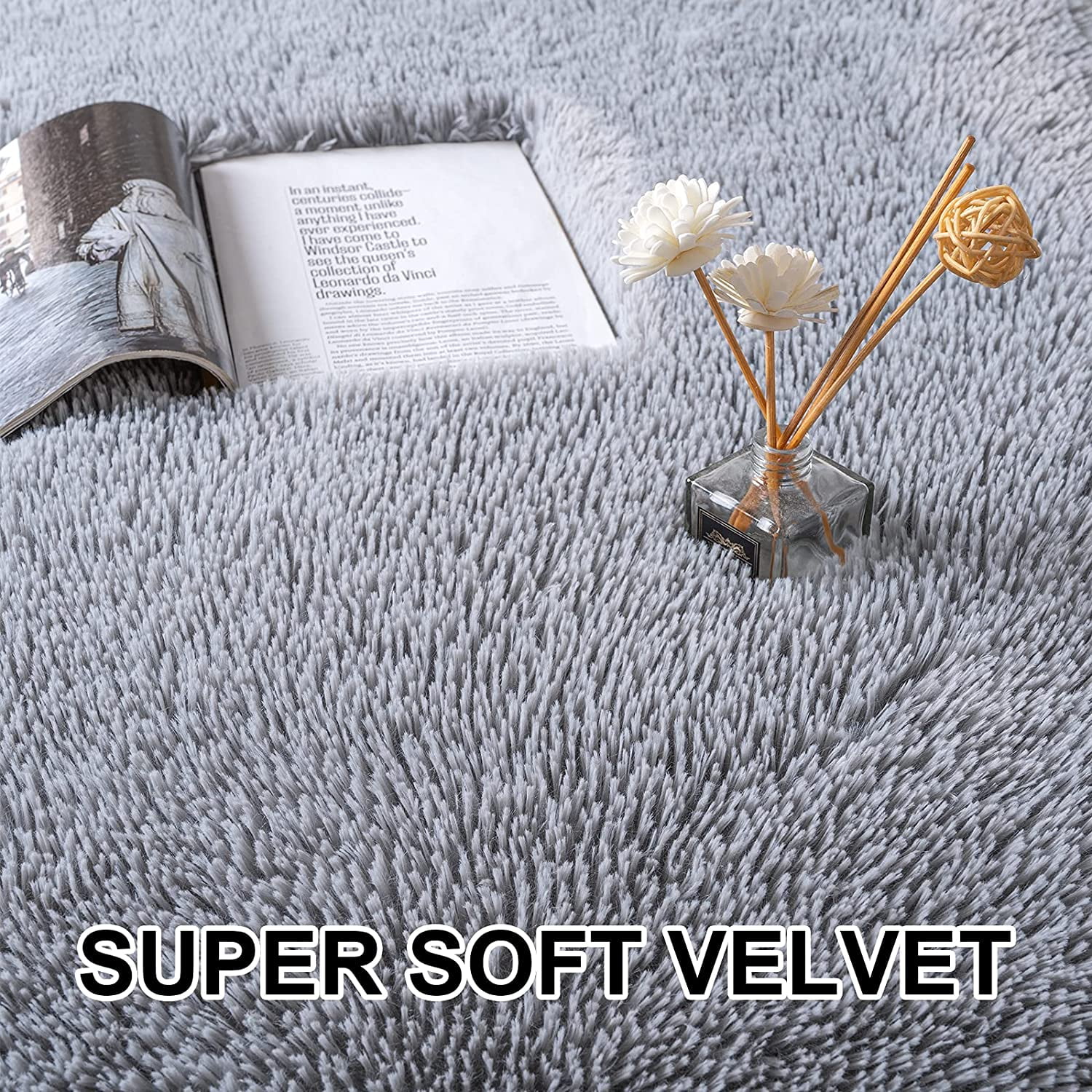 Arogan Super Soft Area Rugs for Bedroom Living Room Nursery Room,Fluffy Oval carpet,2.6'x5.3',Gray