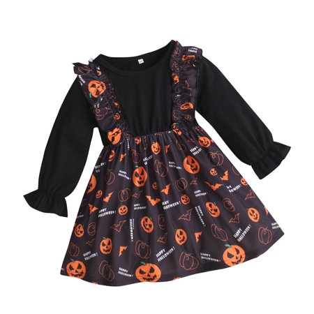 

YOYOXIU Toddler Girl Clothes Baby Girl Dress Long Sleeve Round Neckline Dress Halloween Dress 2-7T Baby Girl Fall Clothing