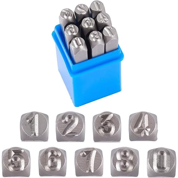 9Pcs Number Stamp 6mm Metal Number Stamps Set Steel Number Punch DIY Stamping Tool