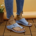 thumbnail image 2 of Sandals for Women Plus Size Summer Casual Solid Flip-flops Beach Wedge Toe Fish Mouth Sandals, 2 of 10