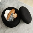 thumbnail image 2 of Boucle Ottoman with Storage Black, Small Round Footrest Stool with Removable Lid, Upholstered Sherpa Vanity Chair for Bedroom Entryway, 2 of 13