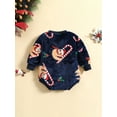thumbnail image 3 of Qiylii Baby Girls Boys Christmas Velvet Romper Infant Santa Print Round Neck Long Sleeve Flannel Jumpsuits Autumn Winter Bodysuits,3-24M, 3 of 9