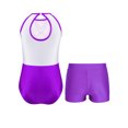 thumbnail image 2 of Hansber Kids Girls Gymnastics Outfit Glitter Rhinestones Leotard Ice Skating Bodysuit with Dance Purple 10, 2 of 5