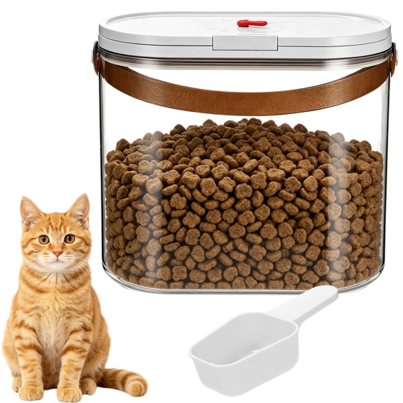 Pet Food Storage Container, 6 L Airtight Dog Treat Organizer with Press Open Lid and Date Tracking, Transparent Cat Food Storage for Cat Treats, Dry Kibble
