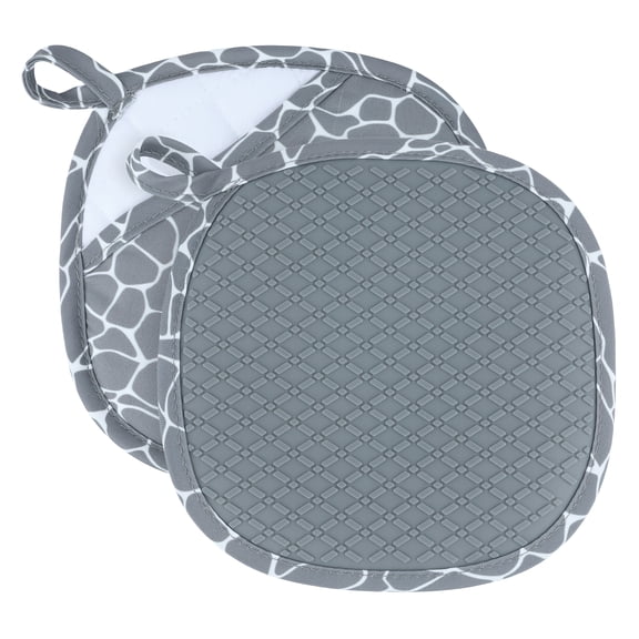 Unique Bargains 2Pcs Heat Resistant Trivets Non Slip Hot Pads Gray 8.1*8.7in