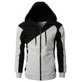 thumbnail image 2 of Men's Hoodies Zipper Color Block Jacket Drawstring Hooded Sweater Outwear Long Sleeve Slim Sports Sweatshirts, 2 of 4