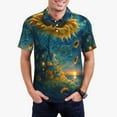 thumbnail image 2 of Cauagu Sunflower Castle Starry Sky Print Men's Polo Shirts, Short-Sleeve Polo Shirts for Men Performance Golf Shirt Athletic Casual Collared T-Shirt-X-Large, 2 of 8