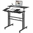 thumbnail image 2 of DlandHome Adjustable Rolling Desk Standing Desk, Sit-Stand Desk Cart Mobile Computer Desk Stand Up Desk Office Desk Riser Standing Table Workstation Mobile Desk, Oak, 2 of 4