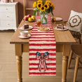 thumbnail image 2 of Thin Red Lines Table Runner 90 Inches, Patriotic Bow Vintage Distressed Striped Bed Runner Dresser Scarves Tabletop for Indoor Outdoor Parties/Ceremony/Banquet, 13" x 90", 2 of 9