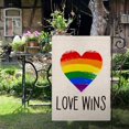thumbnail image 2 of Newhomestyle LGBT Pride Rainbow Garden Flag 12×18 Inch Love Wins Heart Small Vertical Double Sided Seasonal Outside Decor for Yard Farmhouse, 2 of 4