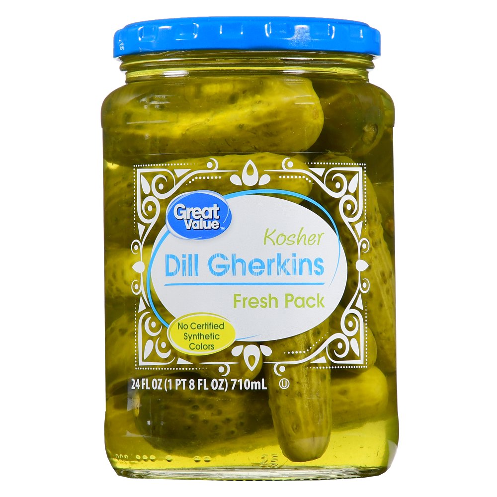 Great Value Kosher Dill Gherkins Pickles, 24 oz