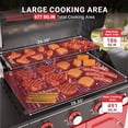 thumbnail image 3 of 4-Burner Propane Gas Grill with Side Burner, 56,000 BTU Outdoor BBQ Grill with Viewing Window, Outdoor Grill 677 Sq. In. Cooking Area, Porcelain-Coated Lid, Red, 3 of 11