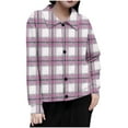 thumbnail image 2 of Mceream Women's Ribbed Knit Shacket Button Down Plaid Jackets Long Sleeve Sweater Shirts Fall Winter Trendy Cardigans Plus Size Winter Warm Outwear Chaqueta De Invierno Para Mujer Pink M, 2 of 5