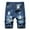 Blue, variant on WREESH Men's Casual Denim Shorts High-End Ripped Personality Camouflage Stitching Trend Shorts Dark Blue