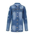 thumbnail image 4 of Vedolay Jackets for Women Womens Casual Denim Jacket with Fringe Rhinestones Denim Jean Jacket,Blue XXL, 4 of 5